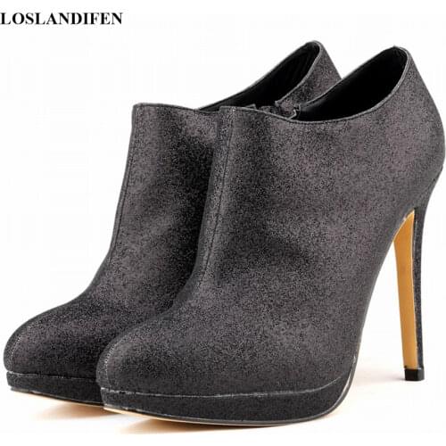 Wedding Boots 2021 Classic Sequined Cloth Women Fashion Boots Korean Zip Low Platform High Heels 11cm Shoes Hot Ankle Boot Woman