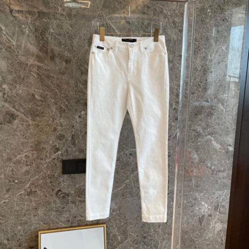 Spring new ladies 2021 leggings polyester white jeans