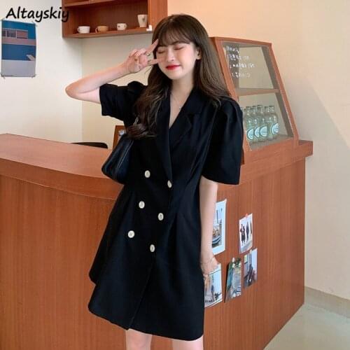 Dresses Women Office Ladies Summer Vestidos Pure Color Leisure Streetwear Stylish Mujer De Moda Harajuku All-match Hipster Chic
