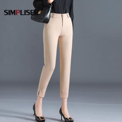 Suit Pants Women Office Work Wear Ankle Length Trousers Black Beige Plus Size 4XL Female Business Formal Pants High Waist Pants