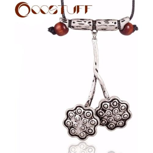 Vintage Jewelry for Women Long Necklace Lotus Plant Vintage Chokers necklaces & pendants Jewellery Suspension Rope Chains 2020