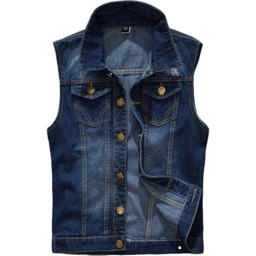 5XL Super Size Korean Denim Vest Mens Sleeveless Casual Waistcoat Mens Blue Jean Coat Motorcycle Slim Fit Male Jacket Cowboy