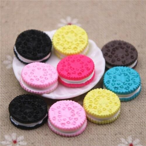 10PCS shiny cookies/biscuit Resin Flatback Cabochon Miniature food Art Supply Decoration Charm small Craft