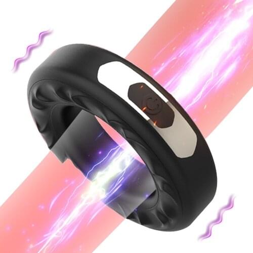 12 Frequency Delay Ejaculation Penis Vibrating Ring Sex Toys for Men Strong Vibrator Cock Silicone Rings