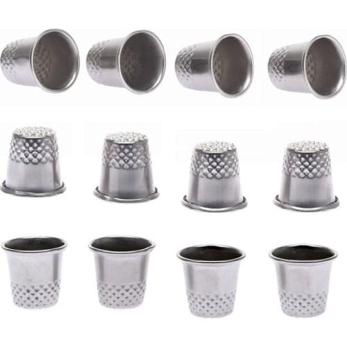 12Pcs Silver Finger Thimble Metal Craft Tailor Sewing Pin Needle Grip Hands Shield Protector Leather Canvas Sewing Quilting Tool