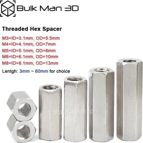 20pcs/Lot M3/M4/M5/M6/M8 Aluminium Threaded Hex Spacers Hexagon Hex Extend Long Coupling Nut Connector