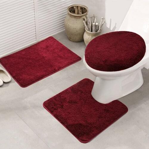 3PCS Bath Mat Set for Bathroom Carpet Rug Toilet Floor Mat Non-Slip Shower Room Foot Pad Toilet cover Toilet Absorbent Bath Mat