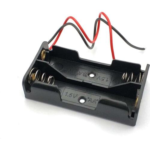 5Pcs 2 X 1.5V AA Battery Holder Case Box Black W Wire Leads