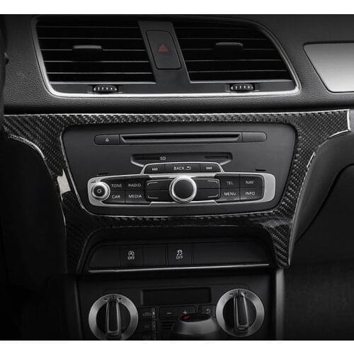 Carbon Fiber car accessories Central Control Panel Decoration Trim Fram Stickers For Audi Q3 2013-2017 car styling