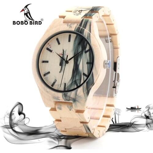BOBO BIRD Wood Men Watch Top Brand Luxury Quartz Watches a Great Gift for Man in Wooden Box OEM relogio masculino W-O17