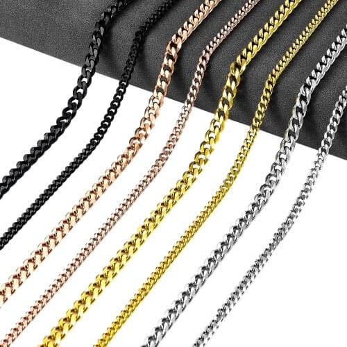 Mens Chain 3.5/5/6/7/8mm Stainless Steel Cuban Gold Chain Necklace Waterproof Women Link Punk Chain Gift Jewelry