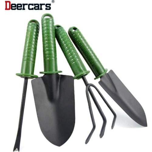 Four Piece Garden Kits Shovel Rake Transplanter Combo Grass Flower Plants Soil Growing Weeding Tools