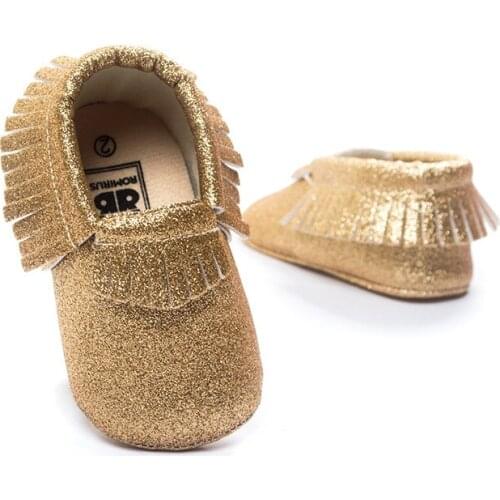 Golden color baby mocassins baby toddler girls boys newborn infantil shoes for bebe first walkers 0~18 month.CX30C