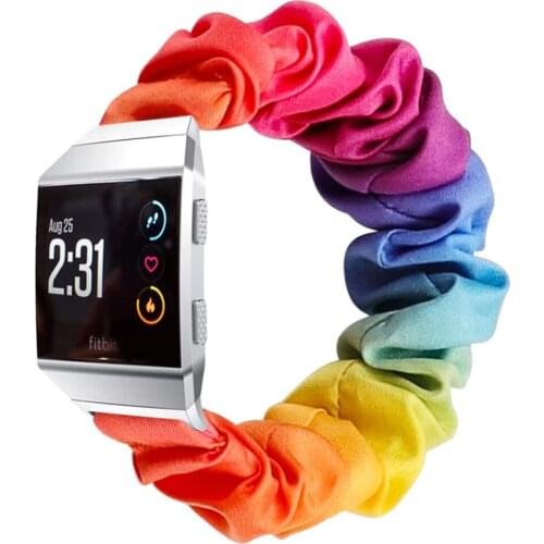 Scrunchie Bands for Fitbit Ionic Strap Large Small Cloth Replacement Wristbands Pattern Floral Fabric Straps for Women Girl