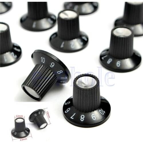 GHH 6 Pcs Black Plastic Hat Skirted Style Amp Control Knob For Fender 6MM Guitar electric Black Easy To Install MI0322X6