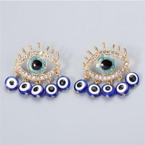 JURAN New Rhinestone Metal Large Eye Shaped Earring High-Quality Fashion Crystals Drop Earrings Jewelry Accessories For Women