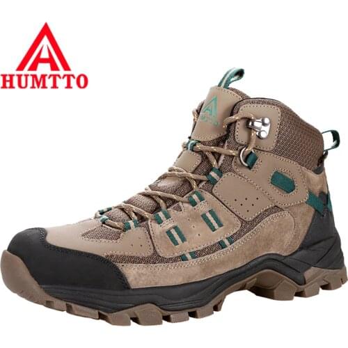 HUMTTO Brand Professional Outdoor Hiking Shoes Genuine Leather Trekking Mountain Sneakers Waterproof Camping Men Shoes Big Size