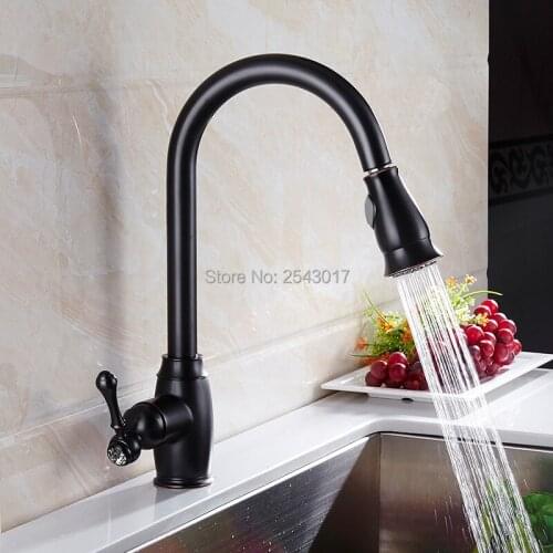 Oil Rubber Finish Kitchen Pull Out Faucet 360 Rotating Hot&Cold Water Faucets Deck Mounted ZR385