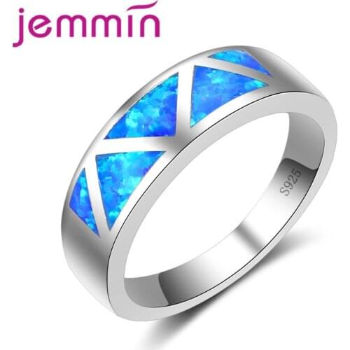 Hot Sale Precious Simple Style Blue Opal Rings For Women & Men Unisex Charming Opal Rings Fashion Jewelry