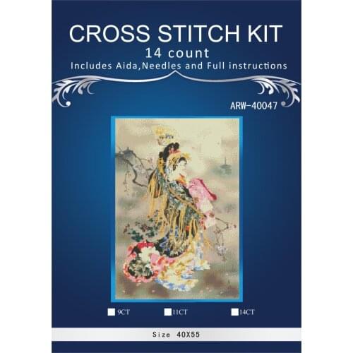 Embroidery Cross Stitch Kits Needlework The Japanese Kimono Ladies Crafts 1CT Counted Unprinted SetsDMC DIY 1x55cm