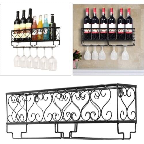 Wine Glass Cup Holder Wall Mount Hanger Steel Wine Rack Shelf Champagne Storage