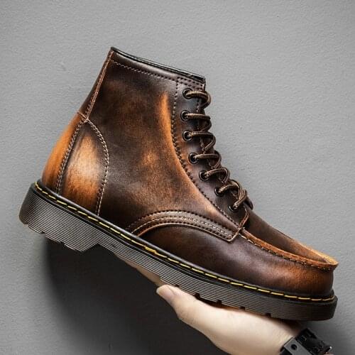 New Autumn and Winter Martin Boots British Style Large Size Fashion Trend Tooling Shoes Round Toe High-top Boots