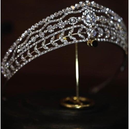 PEORCHID Bling Crystal Bridal Tiara Princess Crown Queen Womens Head Jewelry Vintage Rhinestone Wedding Hair Ornaments