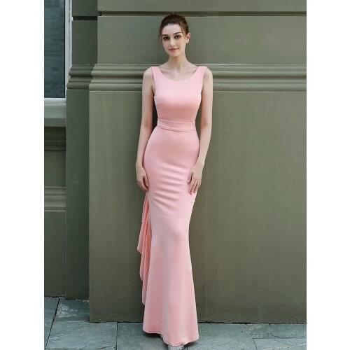 Sleeveless O-neck Evening Dress Flounces Mermaid Taffeta Formal Dress For Women Floor-length Robe De Soriee Sexy Backless Gowns