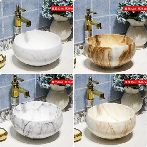 30CM small Europe Vintage Style Art Counter top Basin Sink Handmade Vessel Sink Vanities art Ceramic wash basin Bathroom sink