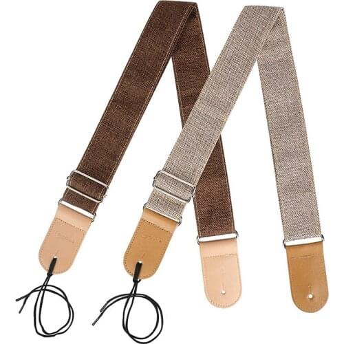 Longteam 2 Pack Guitar Strap, Cotton Leather Strap, Guitar Straps for Acoustic Guitar Bass Electric Guitar Banjos