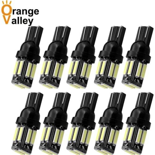 10Pcs T10 Super Bright 7020 SMD W5W 194 501 10 LED Car Auto Interior Lights Wedge Door Instrument Side Bulb Lamp