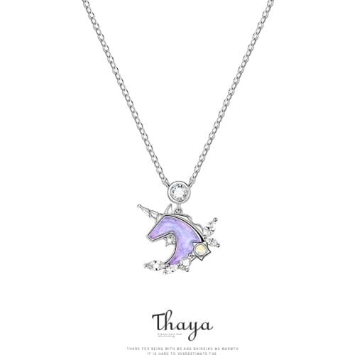 Thaya Design S925 Silver Jewelry Pendant Necklace Unicorn Necklace For Women Authentic 925 Sterling Silver Fine Jewelry Gift