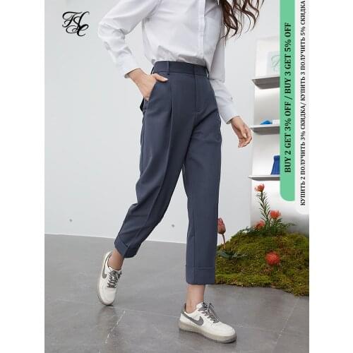 FANSILANEN Office Lady High Waist Casual Suit Pants Capri Women Pleated Loose Pants Female Spring Summer Korean Style Trousers