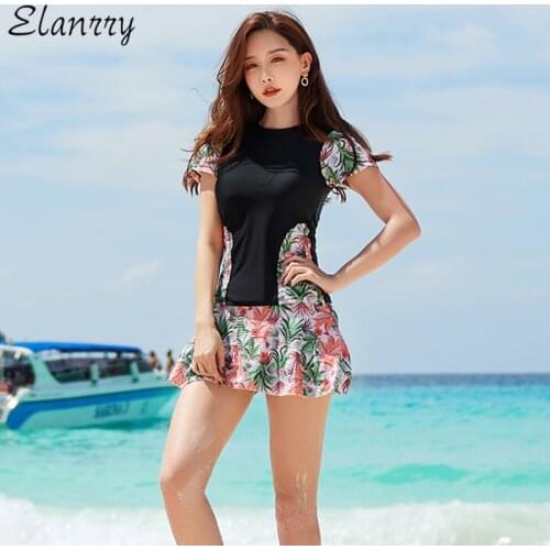 Women Plus Size Swimwear Sport Swimsuit Floral Print Tankini Set 2020 Newest Two Pieces Bathing Suit M-5XL beach wear Maillot