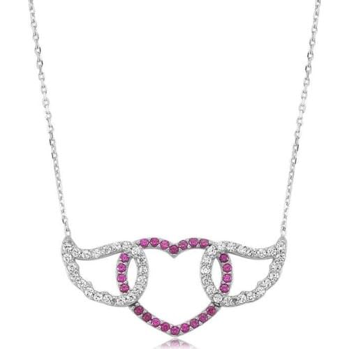Silver Leaf Heart Woman Necklace