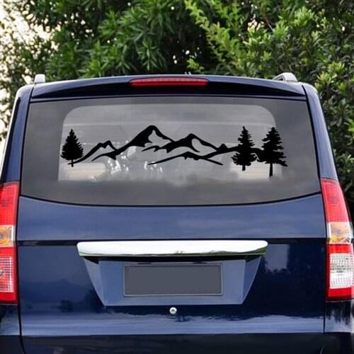 1pc Hpt For SUV RV Camper Offroad 100cm Black/White Tree Mountain Car Decor PET Reflective Forest Car Sticker