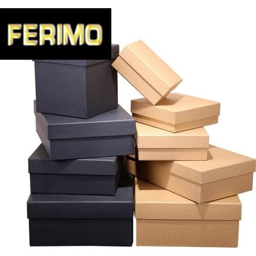 1pc Kraft Paper Box with Lids Square Brown Earring Ring Jewelry Box Cardboard Black Craft Valentines Day Gift Packaging Box