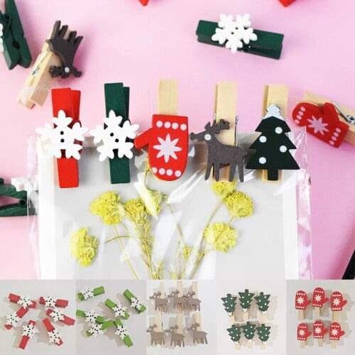 10 Pieces/Batch Snowflake Multi-color Wooden Clip Photo Clothespin Craft Clip Christmas Decoration Party