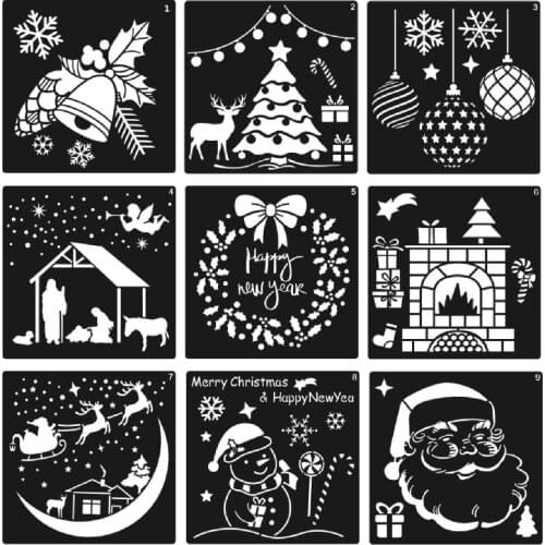 12 Pieces Christmas Stencils Template Reusable Plastic Craft for Art Drawing Pai 1XCB