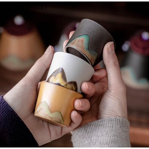 Chinese Retro Ceramic Teacup crockery small Tea Bowl Handmade high quality Tea set Accessories Master Teacup Single cup 50/55ml