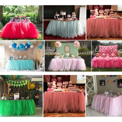 22m Fluffy Gauze Table Skirt Mesh Gauze Birthday Party Dessert Table Wedding Sign-in Table Surrounding Tablecloth Deco