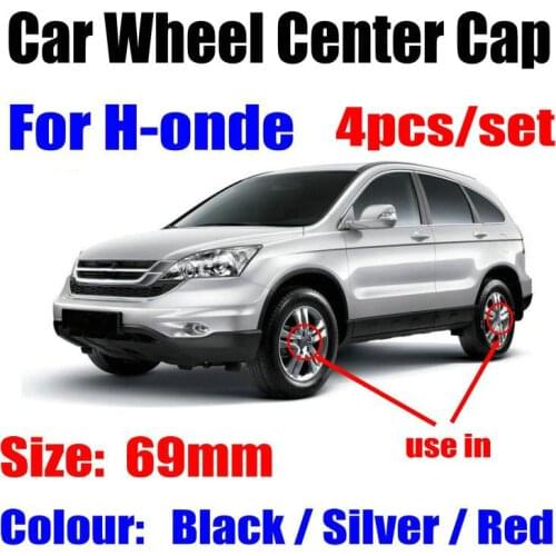 4pcs 60mm 69mm Wheel Center Cap Covers Red Silver Black Emblem For Honda CRV Civic Accord CITY Fit Pilot Crossroad car styling