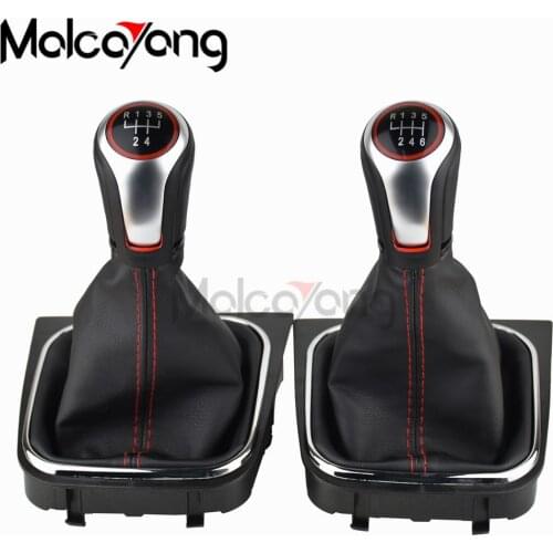 5 6 Speed Car Gear Shift Knob Lever Pen handle ball boot cover Gaitor For V-W Volkswagen Golf 5/6 MK5/6 Scirocco(2009) Octavia