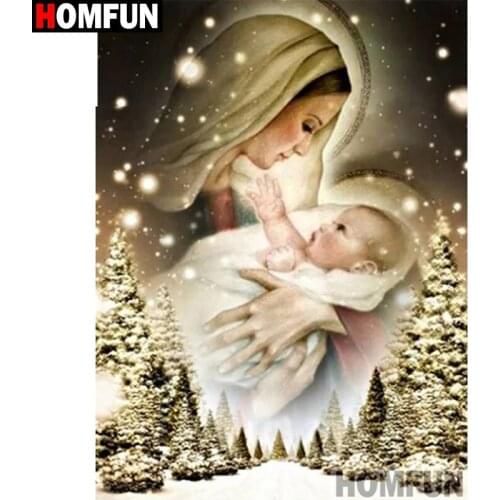 HOMFUN Full Square/Round Drill 5D DIY Diamond Painting "Mother and child" Embroidery Cross Stitch 5D Home Decor Gift A16604
