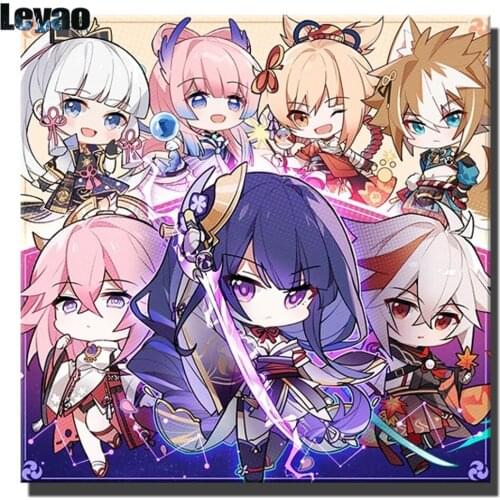 Anime Genshin Impact Baal Yoimiya Raiden Shogun Diamond Painting Decor For Home Christmas Diamond Mosaic Natal Navidad New Year