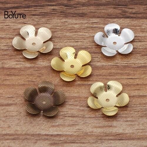 BoYuTe 100Pcs 17MM Filigree Brass Flower Floating Charms Diy Jewelry Findings Components