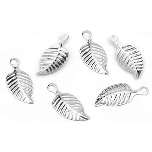 DoreenBeads Fashion 304 Stainless Steel Pendant Leaf Cat Butterfly Heart Silver Color Jewelry DIY Findings Handmade , 20 PCs