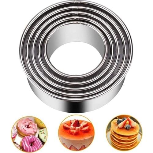 Stainless Steel Cookie Cutter Biscuit Mould Portable Round Shape Cake Fondant Mold Kitchen Gadget Baking Accessories Pastry Tool