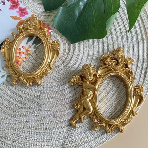 European Retro Mini Picture Frame Photo Props, Golden Silver Photo Frame Decoration Personal Resin Pictures Frames Gifts