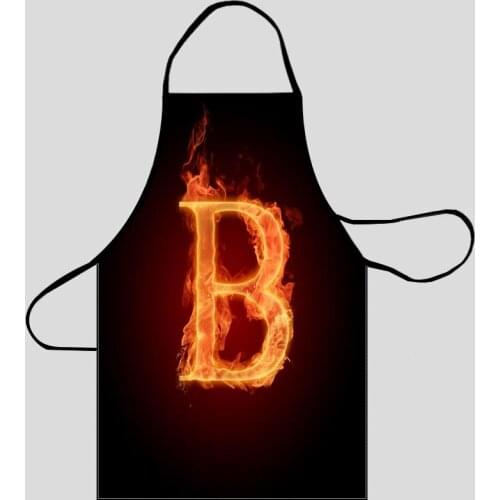 Fire Letters Kitchen Aprons For Women Oxford Fabric Cleaning Pinafore Home Cooking Accessories Apron